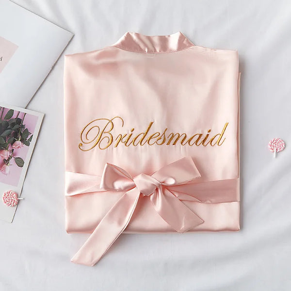 Wedding Bride Bridesmaid Robe Dressing Gown Sexy Women Bathrobe Nightgown Short Sleepwear Casual Flower Kimono Geisha M L XL - funny happy kids
