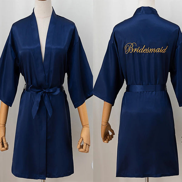 Wedding Bride Bridesmaid Robe Dressing Gown Sexy Women Bathrobe Nightgown Short Sleepwear Casual Flower Kimono Geisha M L XL - funny happy kids