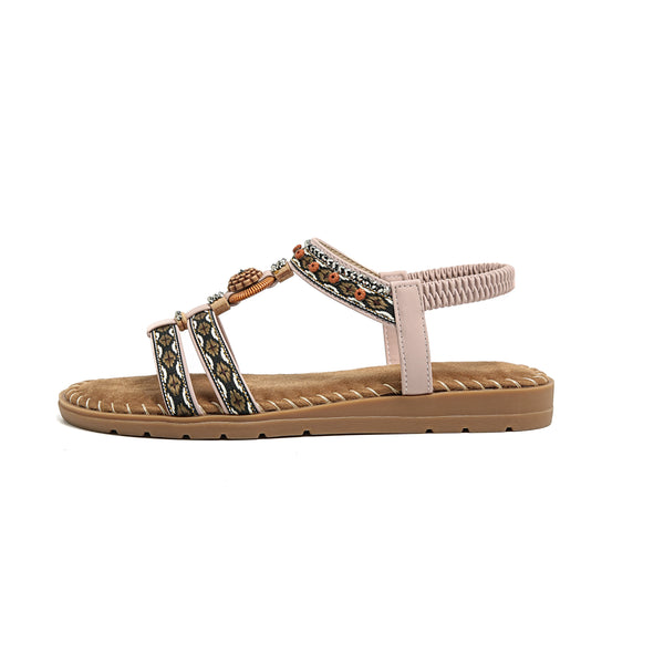 Women's sandals summer bohemian one line elegant slimming anti slip comfortable daily vacation flat beach shoes - funny happy kids