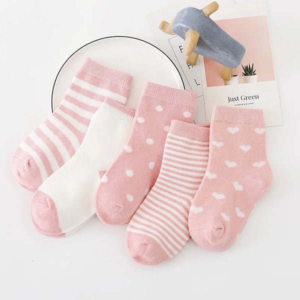 5 Pairs/Lot Kids Soft Cotton Socks Boy Girl Baby Infant Fashion Stripe Warm For Autumn Winter 0-8 Years Children Cartoon Sock - funny happy kids