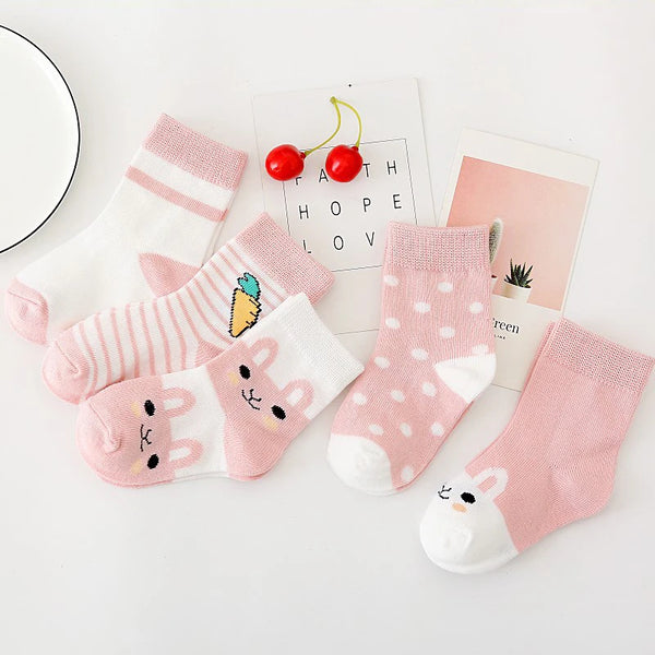5 Pairs/Lot Kids Soft Cotton Socks Boy Girl Baby Infant Fashion Stripe Warm For Autumn Winter 0-8 Years Children Cartoon Sock - funny happy kids