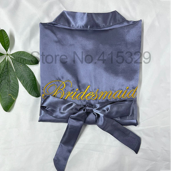 Wedding Bride Bridesmaid Robe Dressing Gown Sexy Women Bathrobe Nightgown Short Sleepwear Casual Flower Kimono Geisha M L XL - funny happy kids