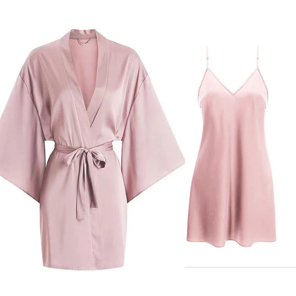 Camisón y kimono de satén - funny happy kids