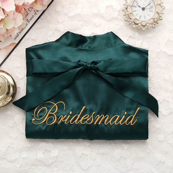 Wedding Bride Bridesmaid Robe Dressing Gown Sexy Women Bathrobe Nightgown Short Sleepwear Casual Flower Kimono Geisha M L XL - funny happy kids