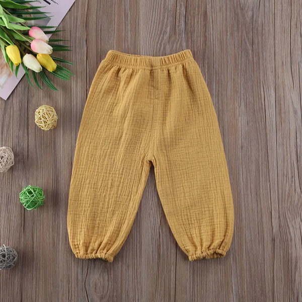 2017 Brand New Toddler Infant Child Baby Girls Boy Pants Wrinkled Cotton Vintage Bloomers Trousers Legging Solid Pants 6M-4T - funny happy kids