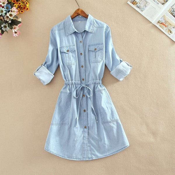 Vestido denim de manga larga