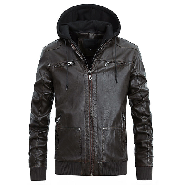 Chaqueta con capucha de cuero - funny happy kids