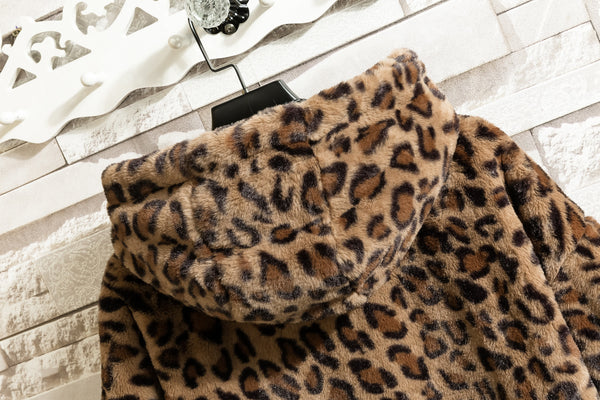 Chaqueta de cuello alto con capucha estampado animal print - funny happy kids