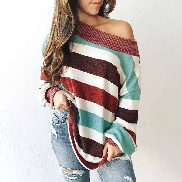 Jersey con costuras de hilo de cuello redondo a rayas - funny happy kids