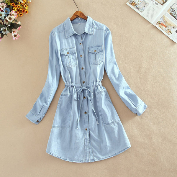 Vestido denim de manga larga