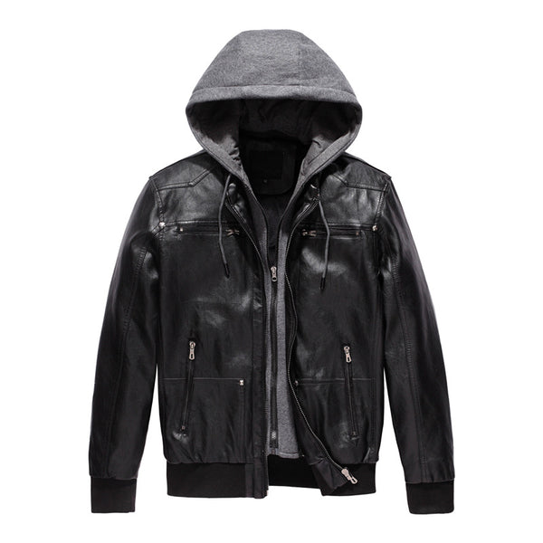 Chaqueta con capucha de cuero - funny happy kids