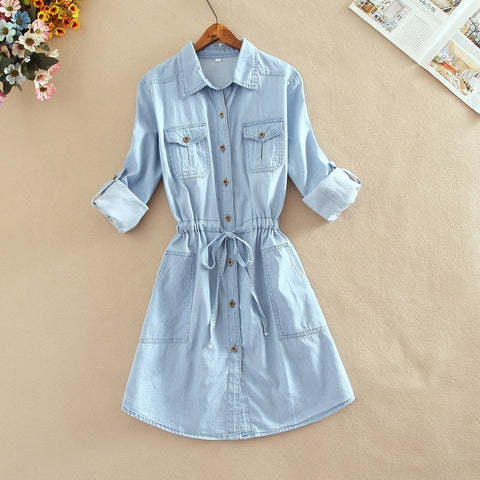Vestido denim de manga larga