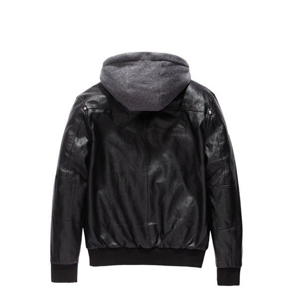 Chaqueta con capucha de cuero - funny happy kids