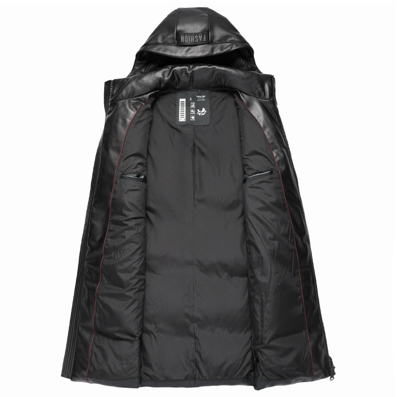 Anorak plumífero de piel ecológica con capucha - funny happy kids