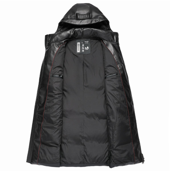 Anorak plumífero de piel ecológica con capucha - funny happy kids