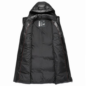 Anorak plumífero de piel ecológica con capucha - funny happy kids