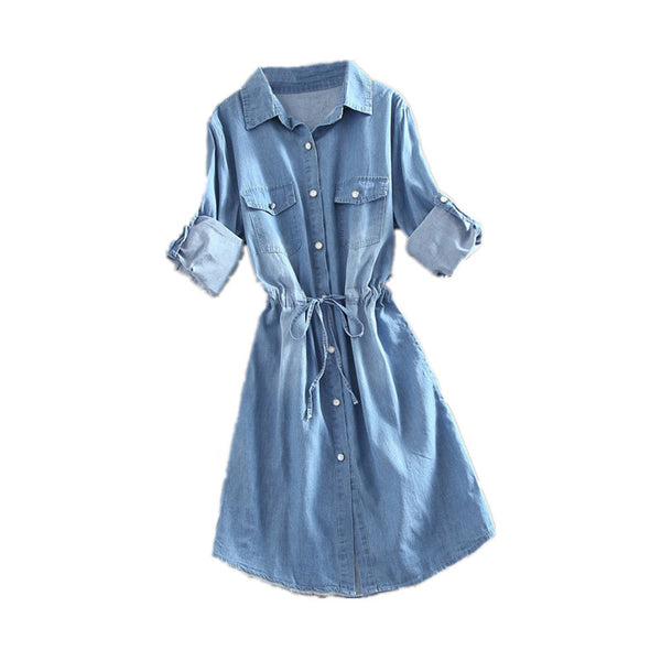Vestido denim de manga larga
