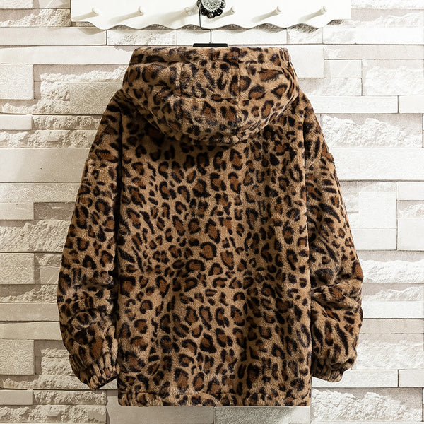 Chaqueta de cuello alto con capucha estampado animal print - funny happy kids