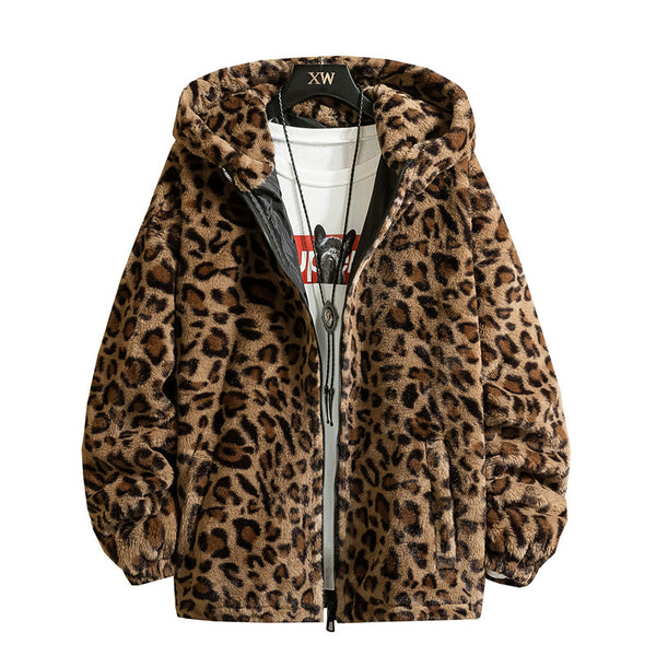 Chaqueta de cuello alto con capucha estampado animal print - funny happy kids