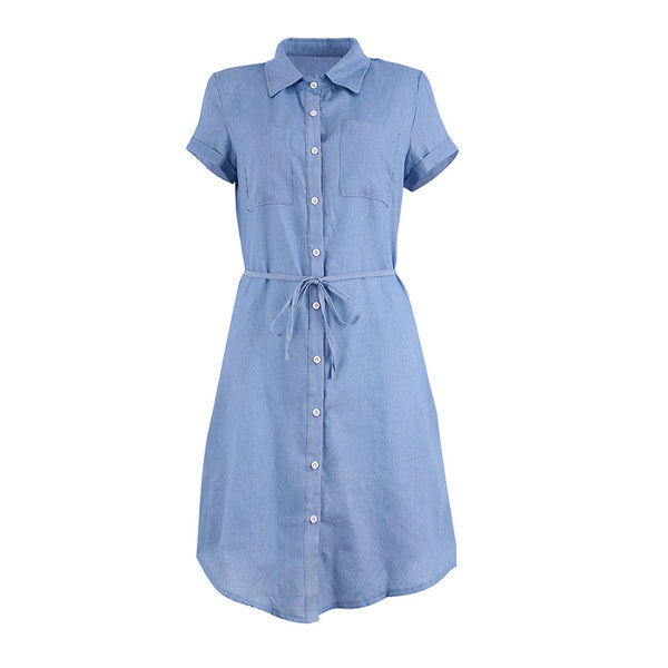 Vestido denim de manga corta - funny happy kids