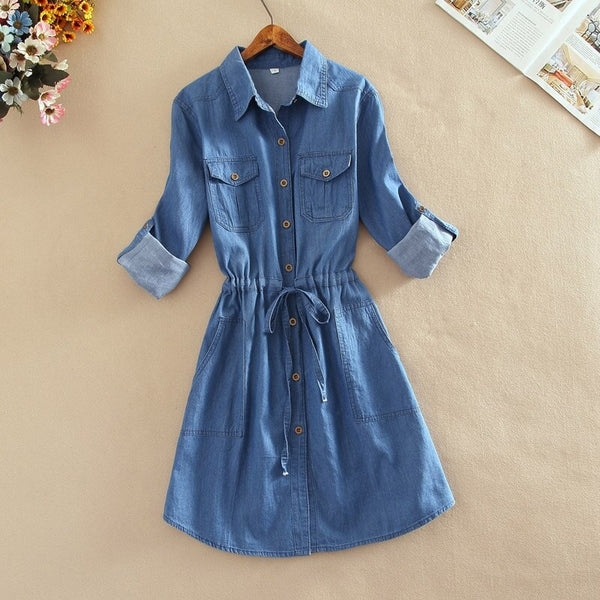 Vestido denim de manga larga