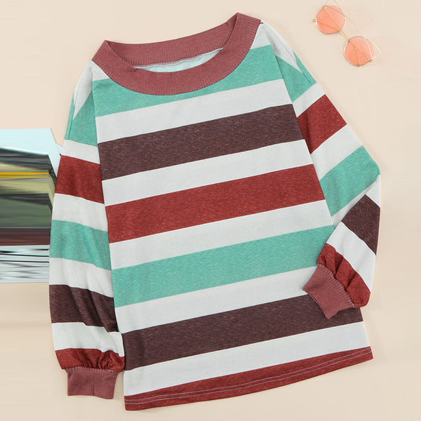 Jersey con costuras de hilo de cuello redondo a rayas - funny happy kids