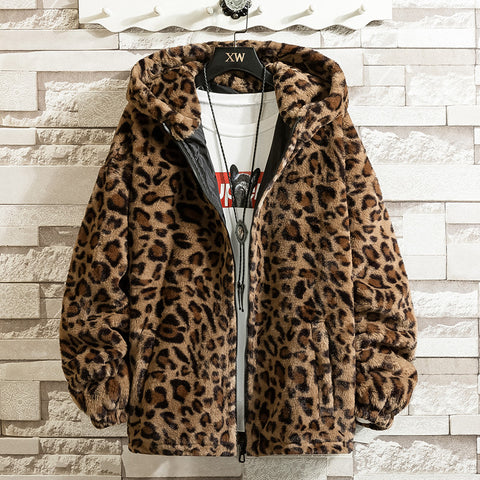 Chaqueta de cuello alto con capucha estampado animal print - funny happy kids