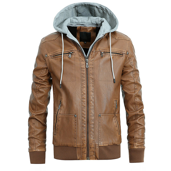 Chaqueta con capucha de cuero - funny happy kids