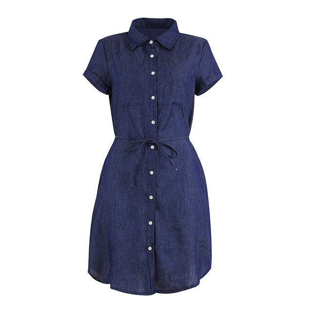 Vestido denim de manga corta - funny happy kids
