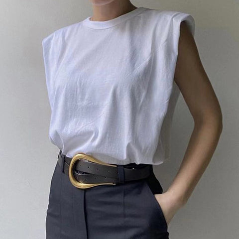 Camiseta con hombreras mujer