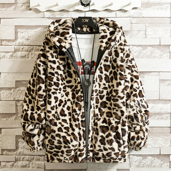 Chaqueta de cuello alto con capucha estampado animal print - funny happy kids