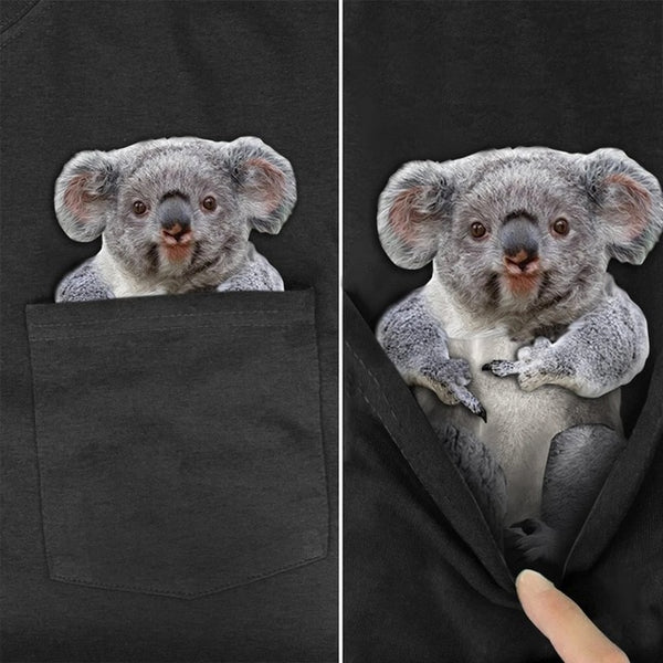Camiseta con dibujo de animal en bolsillo - funny happy kids
