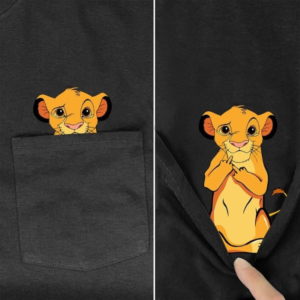 Camiseta con dibujo de animal en bolsillo - funny happy kids