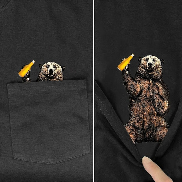 Camiseta con dibujo de animal en bolsillo - funny happy kids