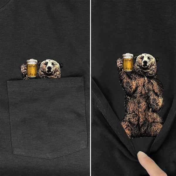 Camiseta con dibujo de animal en bolsillo - funny happy kids