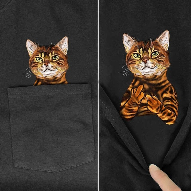 Camiseta con dibujo de animal en bolsillo - funny happy kids