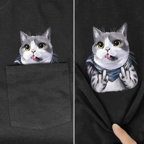 Camiseta con dibujo de animal en bolsillo - funny happy kids