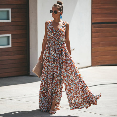 Vestido de tirantes largo Floral - funny happy kids