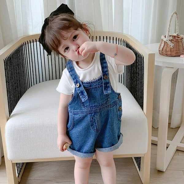 Peto mono denim jeans para niños y niñas - funny happy kids