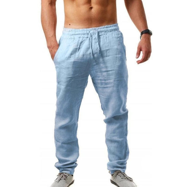 Pantalones de cintura elástica de lino