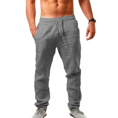 Pantalones de cintura elástica de lino
