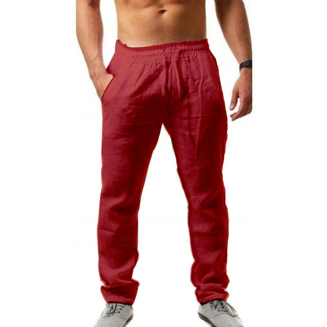 Pantalones de cintura elástica de lino