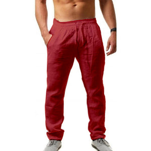 Pantalones de cintura elástica de lino
