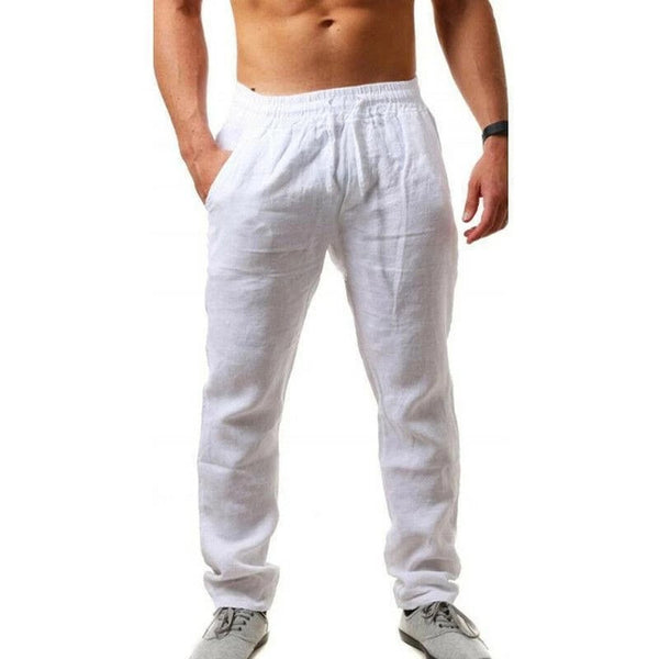 Pantalones de cintura elástica de lino