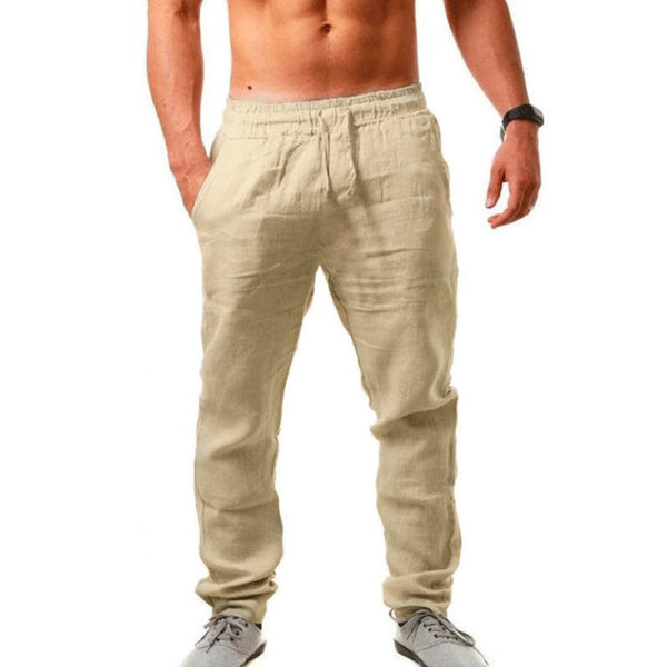 Pantalones de cintura elástica de lino