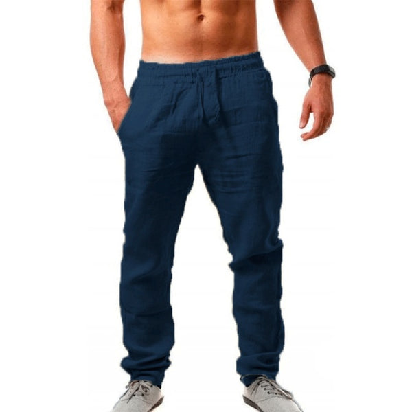 Pantalones de cintura elástica de lino