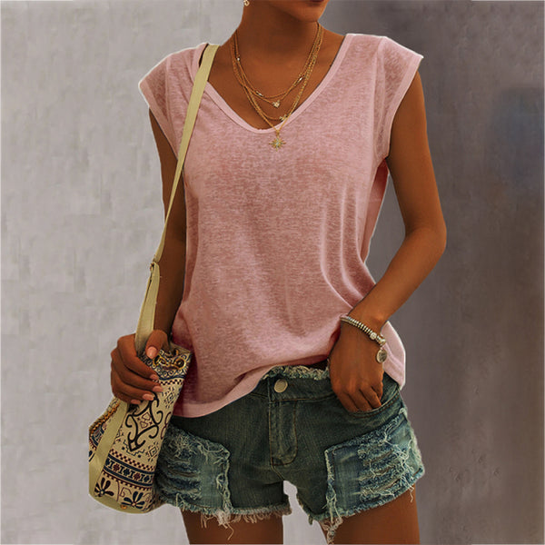 Top camiseta cuello en V