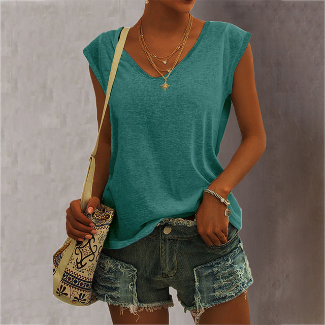 Top camiseta cuello en V